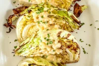 Golden Roasted Cabbage with Zesty Onion Dijon Sauce