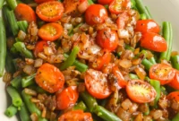 Speedy Healthy Green Bean Delight with Caramelized Onions and Tomatoes