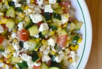 Sunny Zucchini, Corn, and Tomato Skillet with Feta