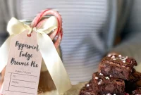Peppermint Fudge Brownie Mix Jar Gift with Double Fudge Option