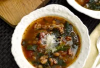 Effortless Sausage, Bean, Spinach, and Tomato Soup (Slow Cooker or Instant Pot)
