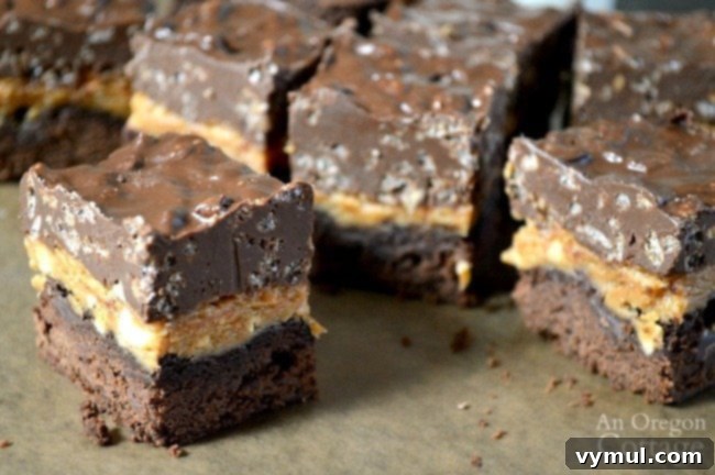 Stacked Peanut Butter Crunch Brownies 3 Crunchy layered peanut butter brownies