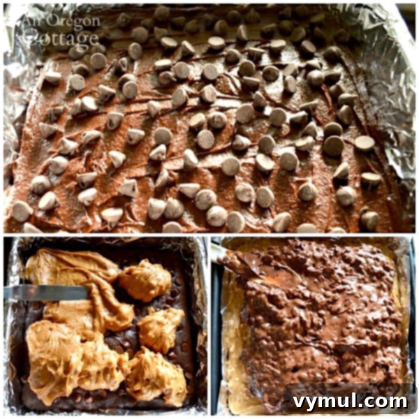 Stacked Peanut Butter Crunch Brownies 4 Making three layered Peanut Butter Brownies