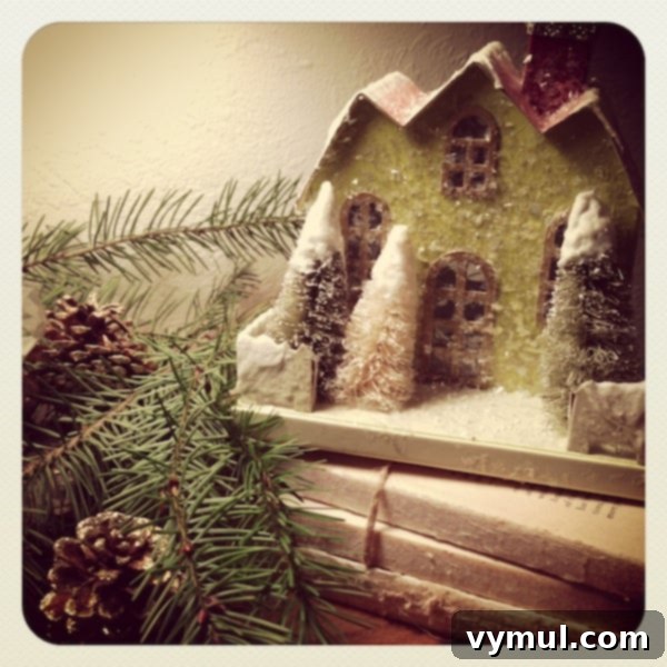Emerald and Ivory Christmas Decor 7 Christmas glitter house - An Oregon Cottage - Charming Holiday Display