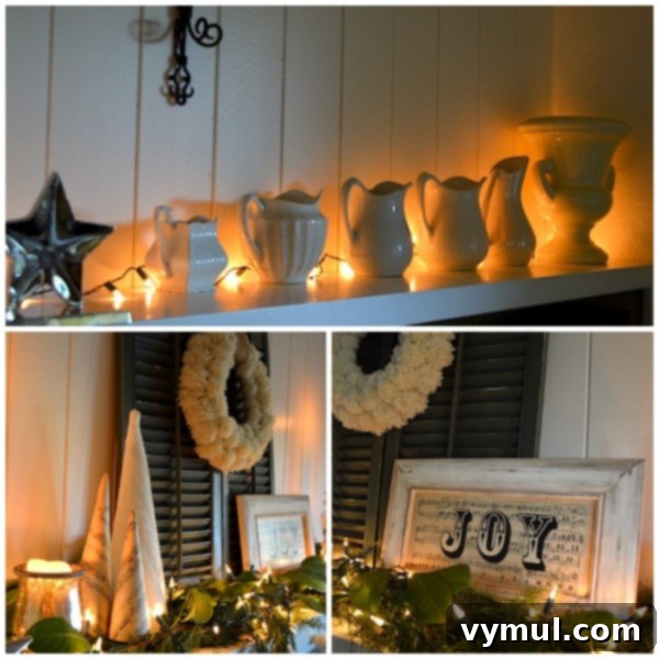 Emerald and Ivory Christmas Decor 9 Green-White Christmas Mantel Lights - An Oregon Cottage - Twinkling Holiday Glow