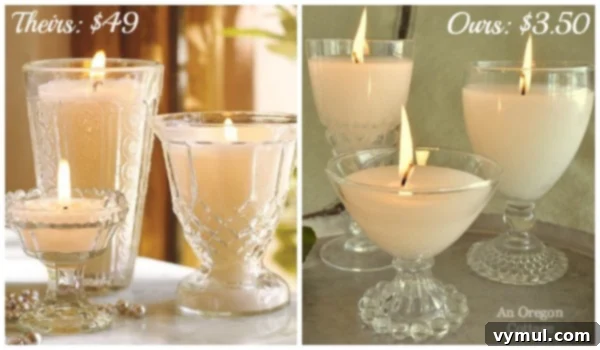 Timeless Glass Candles from Repurposed Pillars 4 PB Goblet Candles vs. An Oregon Cottage Thrifted Candles