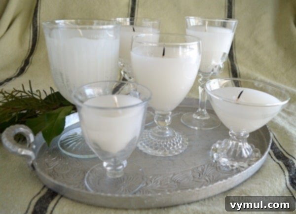 Timeless Glass Candles from Repurposed Pillars 7 Vintage Glass Candles from used pillar candles - An Oregon Cottage