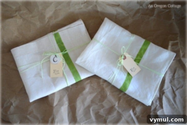 DIY Painted Linen Tea Towels - An Oregon Cottage