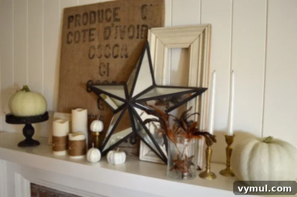 Fall 2013 Mantel: Burlap-White-Gold :: An Oregon Cottage