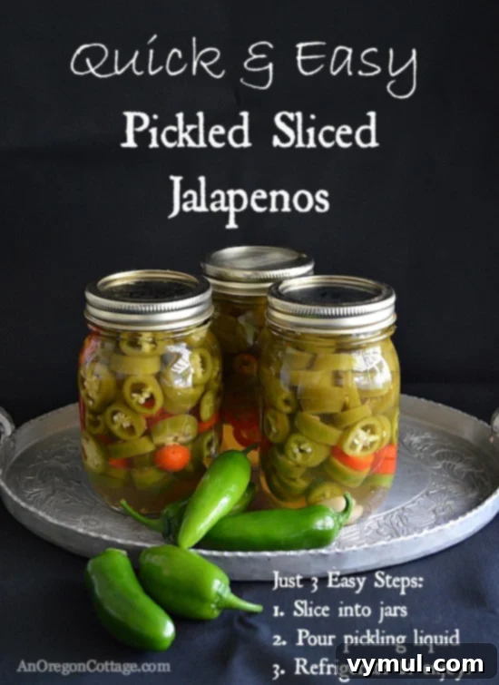 Quick and Easy Pickled Jalapenos - A simple homemade recipe for preserving chili peppers.