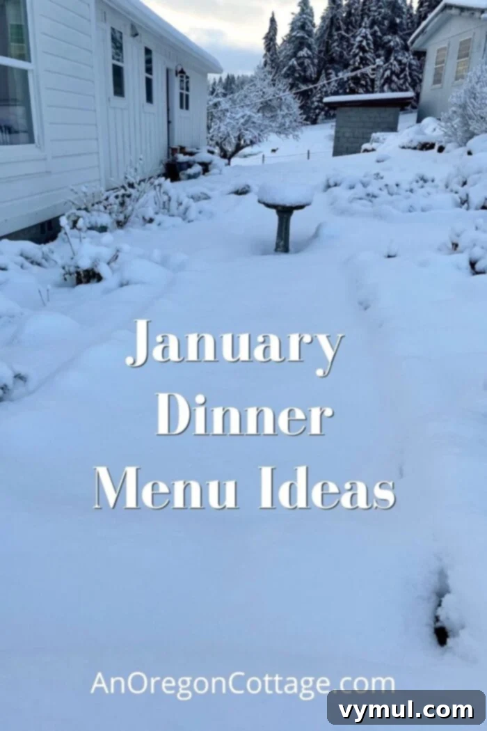 January Dinner Inspiration 2 A collage featuring various cozy and healthy January dinner dishes, illustrating diverse meal ideas for the month.