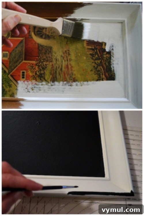 Kendin Yap Restoration Hardware Stili Kara Tahta Duvar Panosu 4 Painting Thrifted Frame for RH Chalkboard Subway Sign - An Oregon Cottage