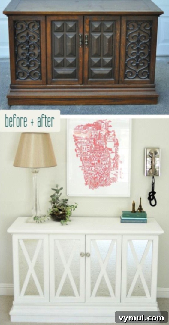 21 Genius Thrift Store Makeovers 17 Amazing 70s Cabinet Makeover from Centsational Girl