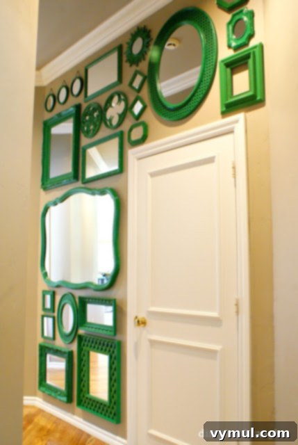 21 Genius Thrift Store Makeovers 3 Green Thrifted Mirror Wall - Dimples and Tangles