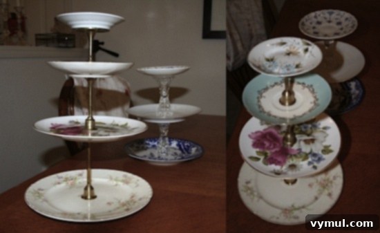21 Genius Thrift Store Makeovers 7 Thrift Store Plates Dessert Tower - Bargain Hoot