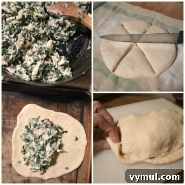 Making Easy Chicken Spinach Calzones