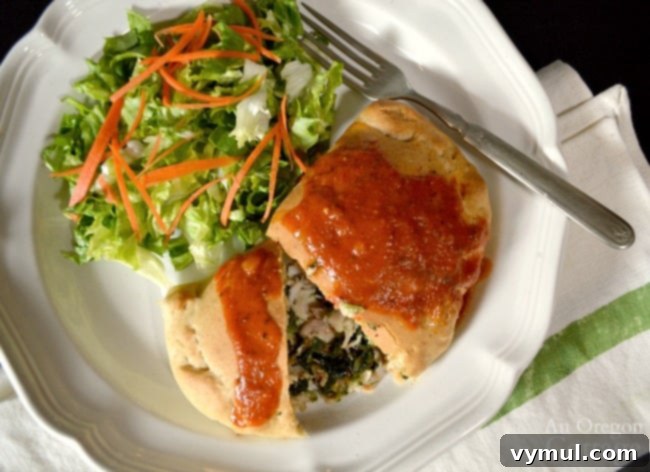 Chicken spinach calzone