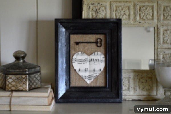 Vintage Valentine Mantel - Burlap Key to My Heart - An Oregon Cottage