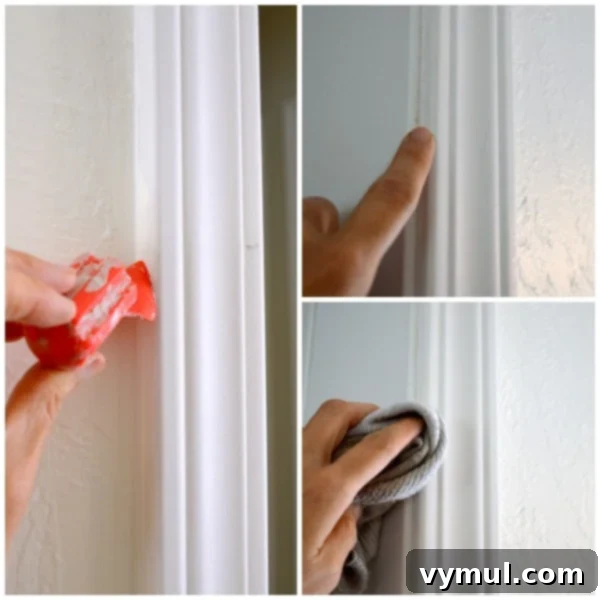 Instant Old-World Charm: Easy DIY Door Trim 9 Creating Cottage Character - Applying Caulk to Door Framing - An Oregon Cottage