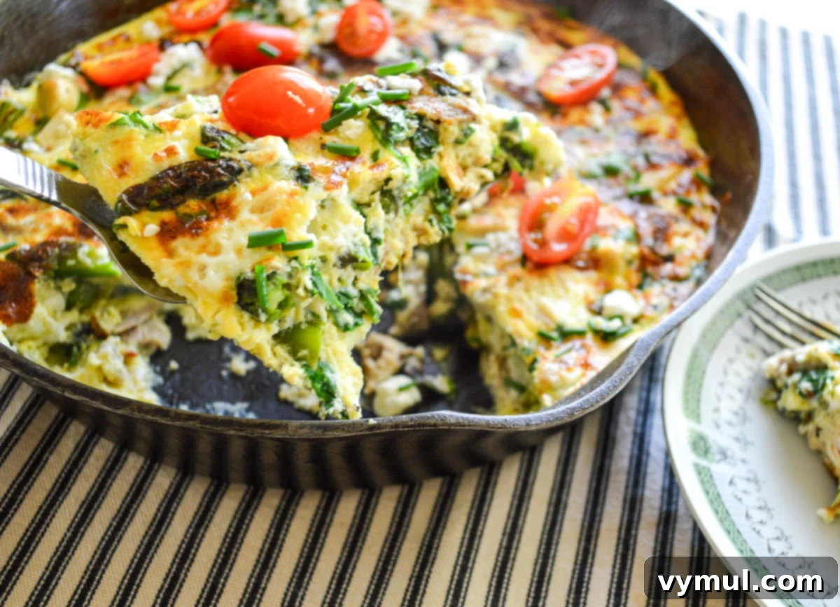 serving frittata from pan 