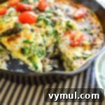 serving frittata from pan