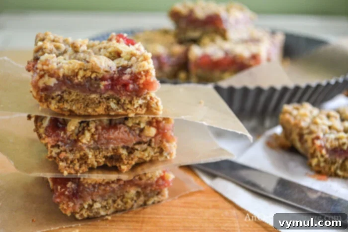 Rhubarb bars-stacked