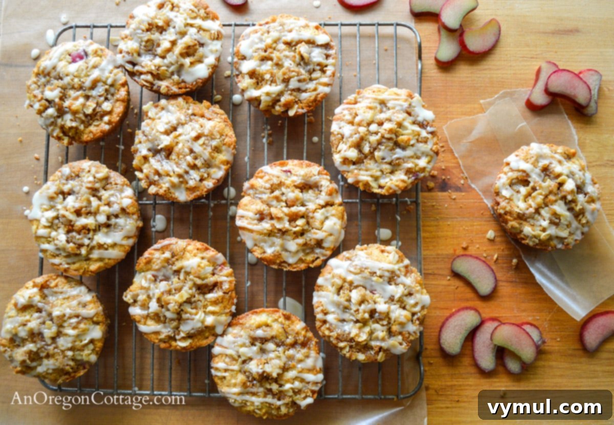 Easy Glazed Rhubarb Muffins 3 Freshly baked Glazed Orange Rhubarb Muffins
