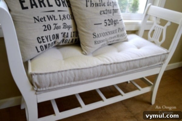 DIY Ballard Style Tufted French Mattress Cushion 3 DIY Tufted French Mattress Cushion on Reclaimed Bench - An Oregon Cottage