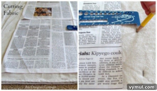 DIY Ballard Style Tufted French Mattress Cushion 4 DIY Tufted French Mattress Cushion-Cutting Fabric - An Oregon Cottage