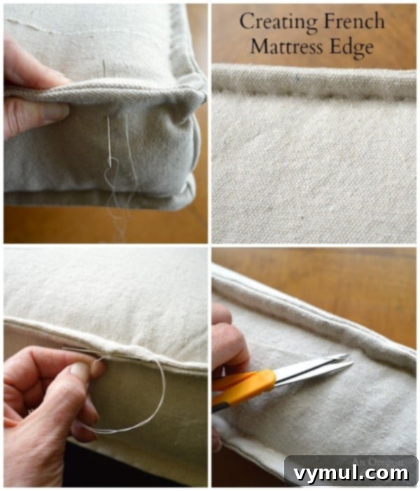 DIY Ballard Style Tufted French Mattress Cushion 7 DIY Tufted French Mattress Cushion-Creating French Mattress Edge - An Oregon Cottage