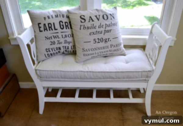 DIY Ballard Style Tufted French Mattress Cushion 10 DIY Tufted French Mattress Cushion and Salvaged Bench - An Oregon Cottage