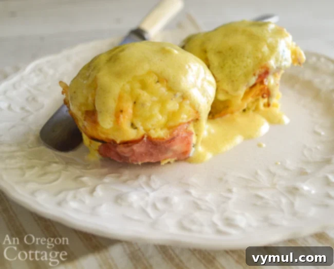 asparagus-ham cups from side on plate