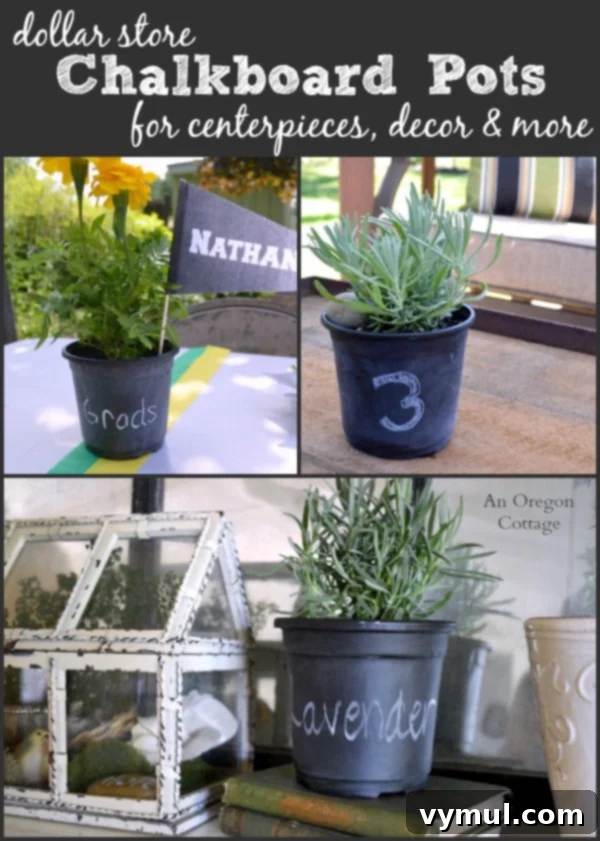 Dollar Store Chalkboard Pot Makeover 2 Dollar Store Chalkboard Pots - An Oregon Cottage