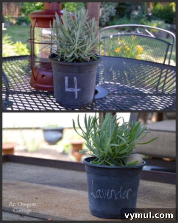 Dollar Store Chalkboard Pot Makeover 6 Dollar Store Chalkboard Pot Lavender Centerpieces - An Oregon Cottage