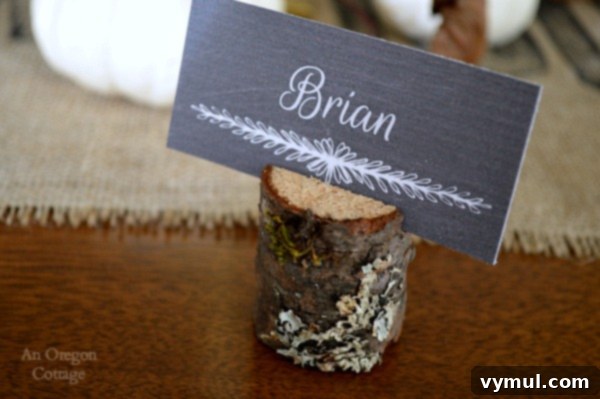 Craft Your Own Rustic Branch Place Card Holders 7 Lichen Covered Wood Place Card Holder for a Natural Table Setting