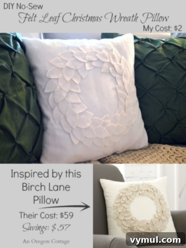 Cozy DIY Felt Wreath Pillow for Winter Decor 3 No-Sew DIY Felt Wreath Pillow for Winter Decor- A Birch Lane Knockoff