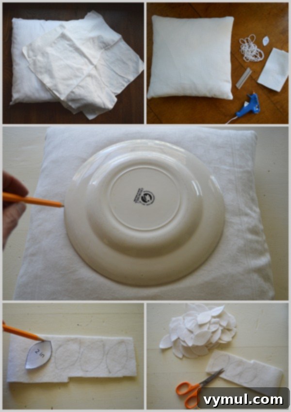 Cozy DIY Felt Wreath Pillow for Winter Decor 5 Making No-Sew DIY Felt Wreath Pillow