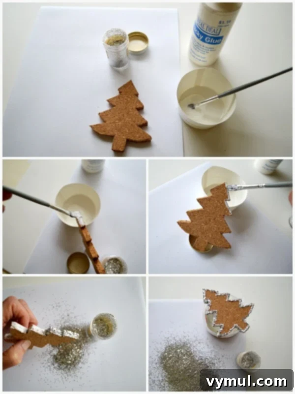 Designer Look Glitter Cork Ornaments 4 Glittering Cork Christmas Ornaments