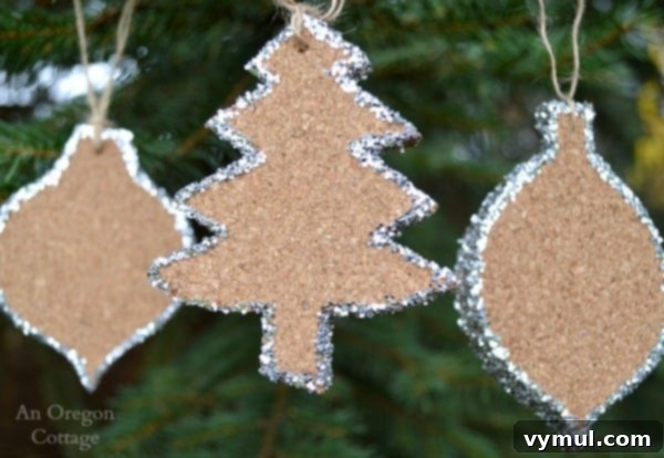 Designer Look Glitter Cork Ornaments 6 Glittered Cork Christmas Ornaments