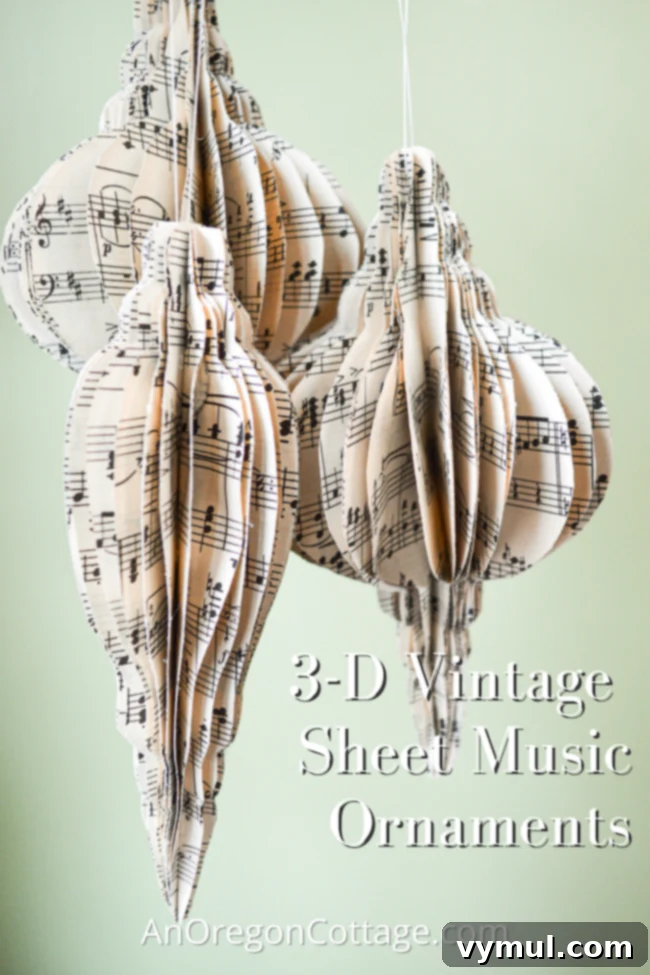 Effortless 3D Vintage Sheet Music Ornaments Guide 2 3-d vintage sheet music ornaments for Christmas