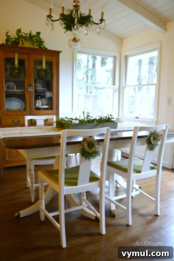 DIY Christmas Chair Wreaths From The Dollar Store Easy and Quick 2 Quick and Easy Christmas Wreath Chair Decorations from the Dollar Store - An Oregon Cottage