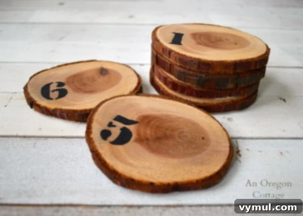 Numbered Tree Slice Coasters Made Easy 3 Numbered Wood Slice Coasters made from a tree branch