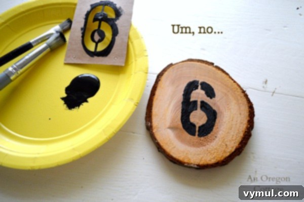 Numbered Tree Slice Coasters Made Easy 4 Numbered Wood Slice Coasters- FAILED first stencil