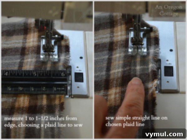 Easy Low Sew DIY Flannel Scarf for Men 3 Simple Straight Stitch Sewing for DIY Men's Flannel Scarf
