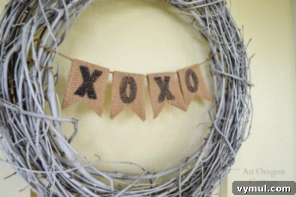 Simple Burlap Valentine Banner Bunting Wreath