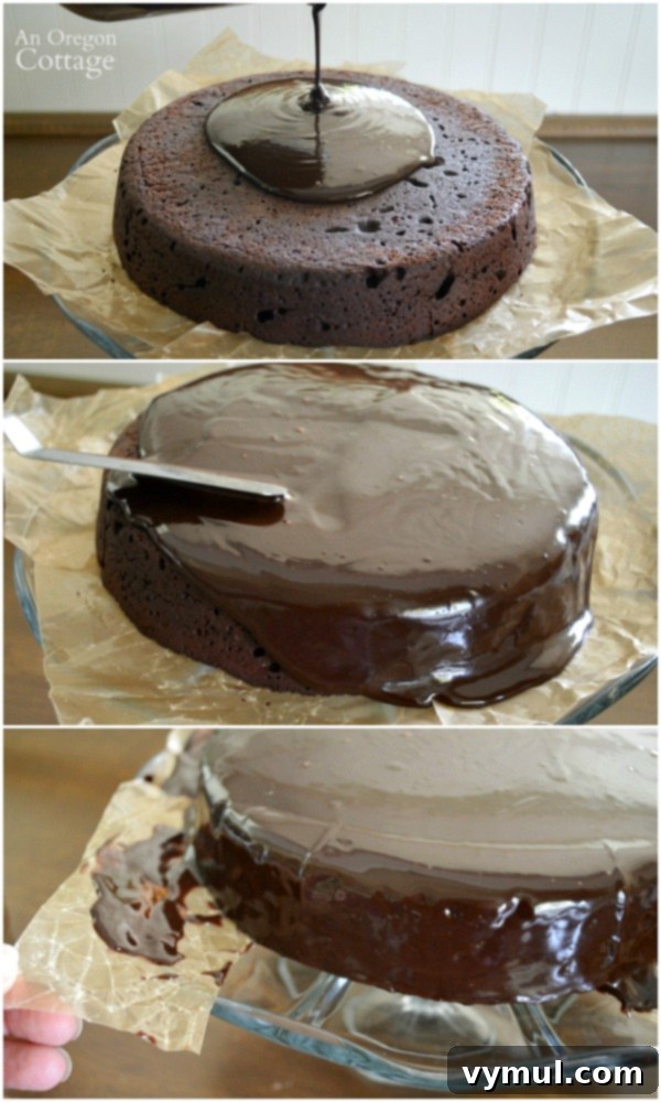 Indulgent Dark Chocolate Spelt Cake with Mocha Ganache 7 Have you tried this easy trick for spreading ganache with a clean edge?