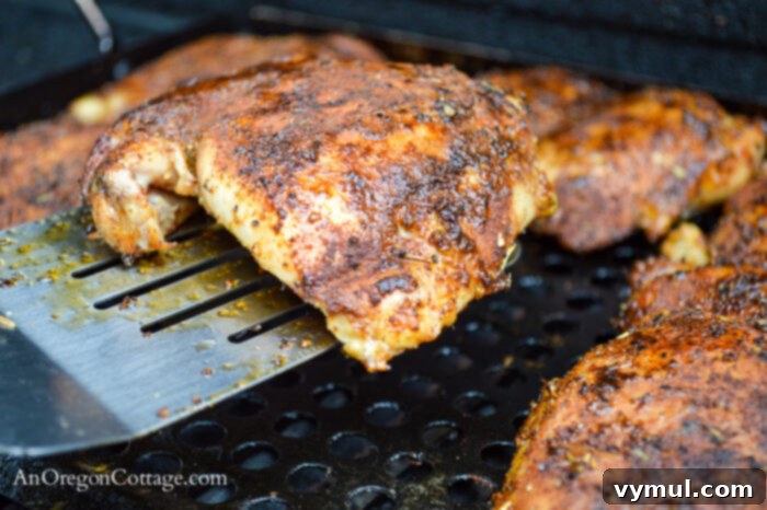grilled chipotle-rubbed chicken on spatula