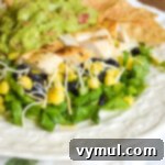 chipotle chicken-guacamole salad on plate
