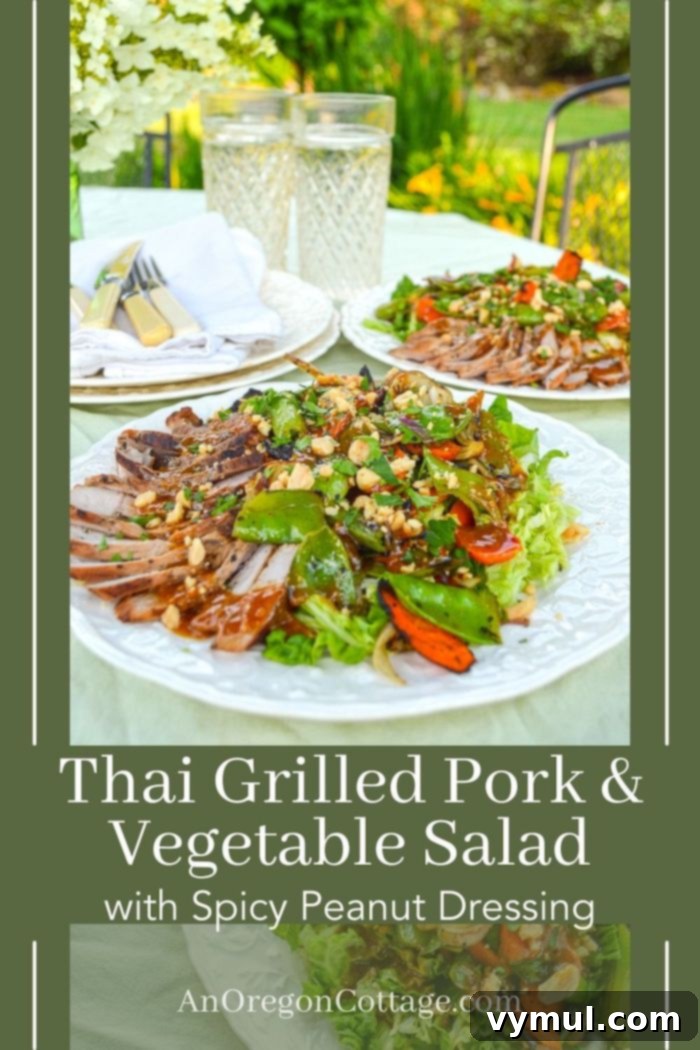 grilled pork-vegetable salad with peanut dressing pin - a healthy and delicious one-dish meal