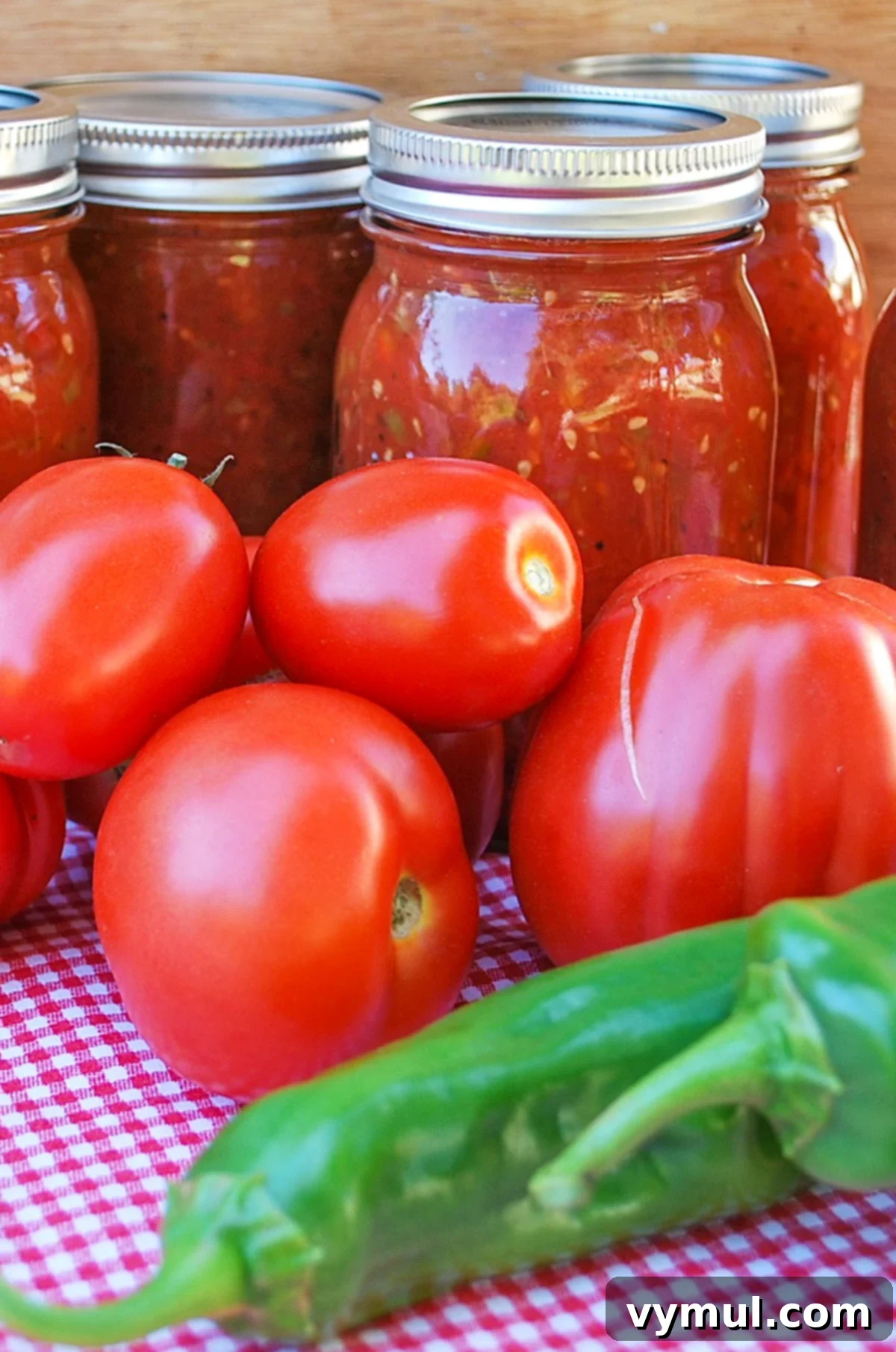 Garden-Fresh All Year: 36+ Ways to Preserve Vegetables by Freezing, Drying, Canning, and Fermenting 20 Jars of canned Rotel with fresh tomatoes and green chili peppers.
